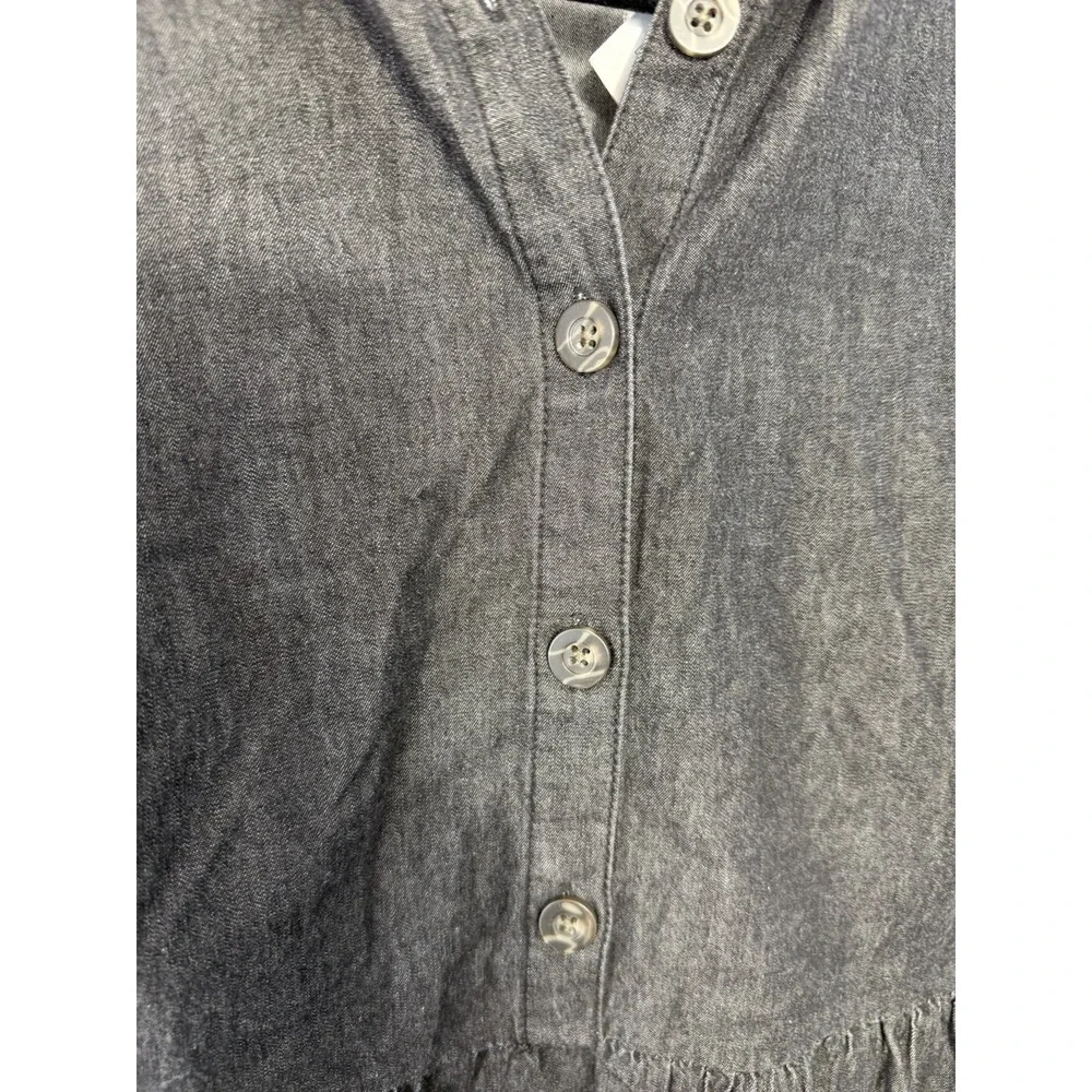 NWT Nine West Black Denim Long Sleeved Collared Dress Size XS‎  Western Cowgirl